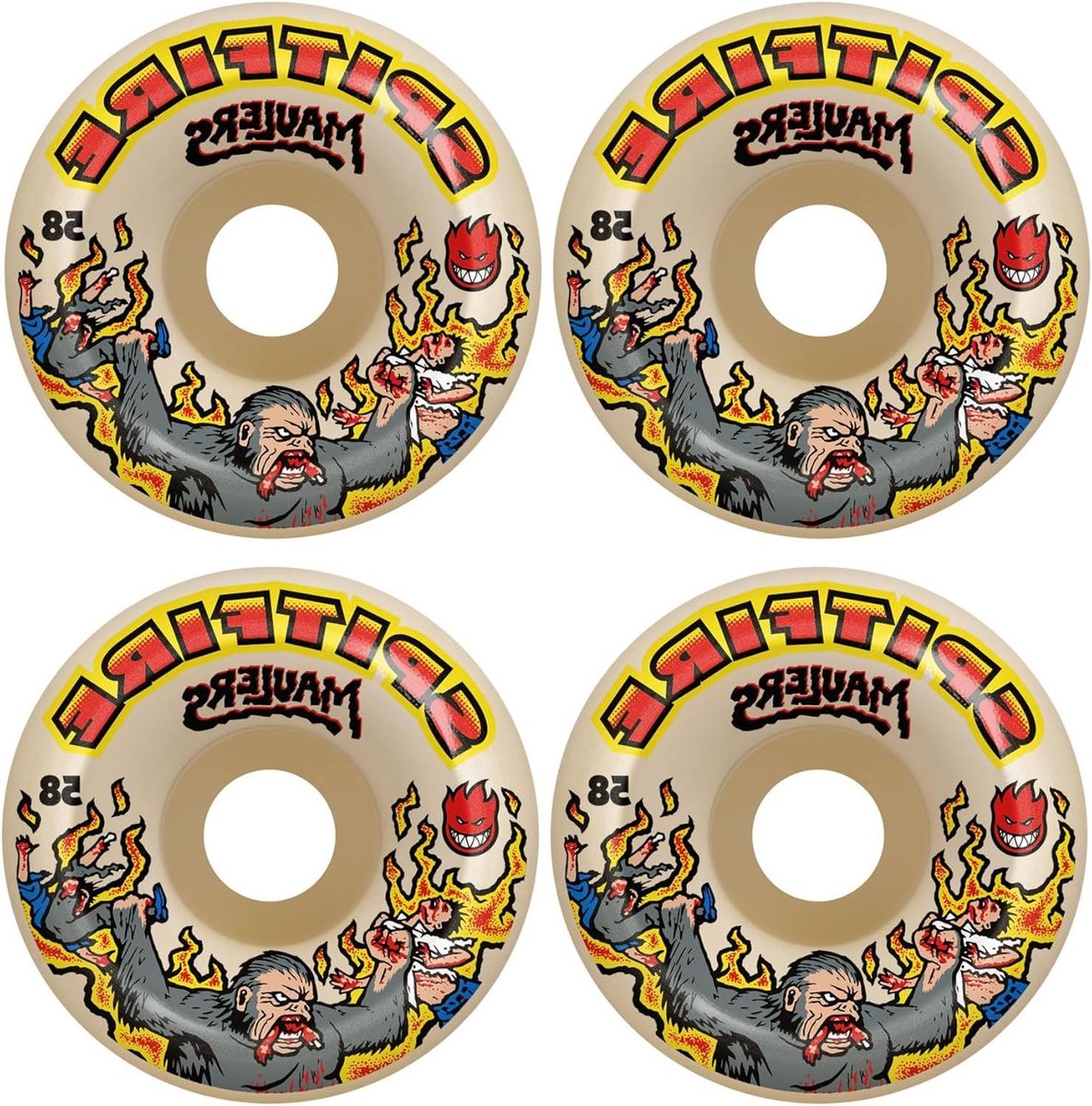 Skateboard Wielen Maulers F4 Street Skateboarding Hoge Rebound Compound 58 mm Natuurlijk