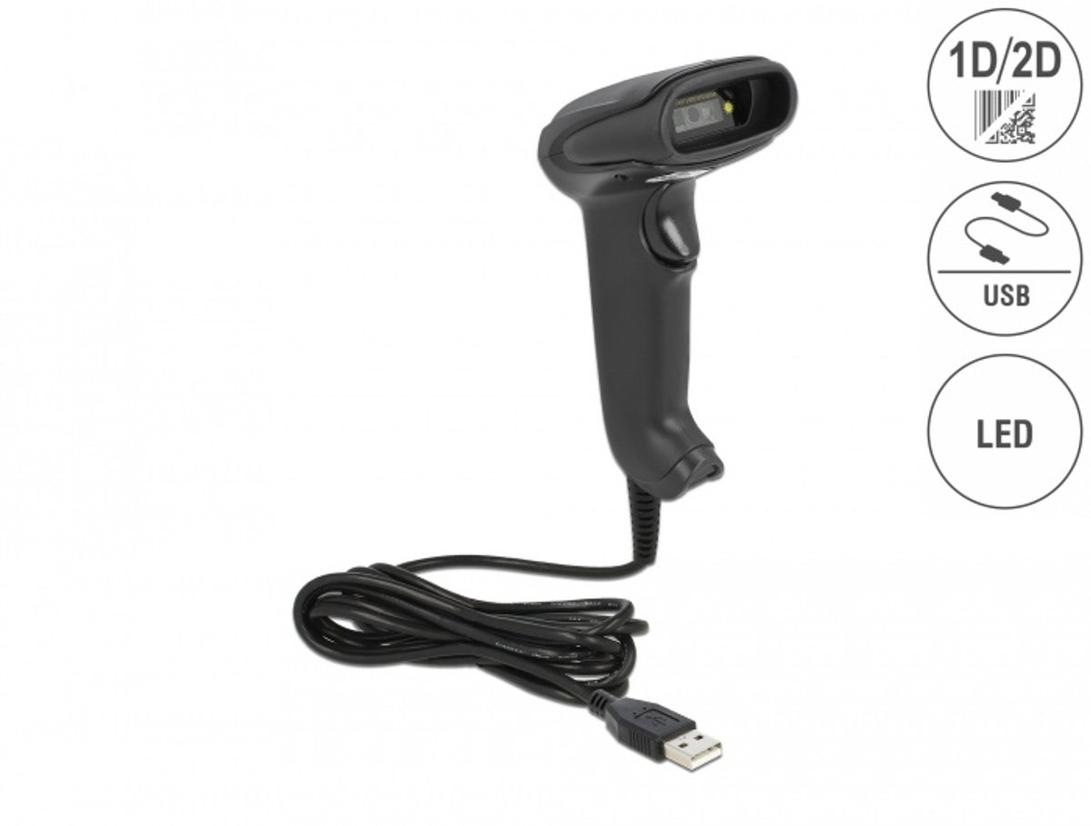 USB Barcode Scanner 1D en 2D met verbindingskabel - Duitse versie