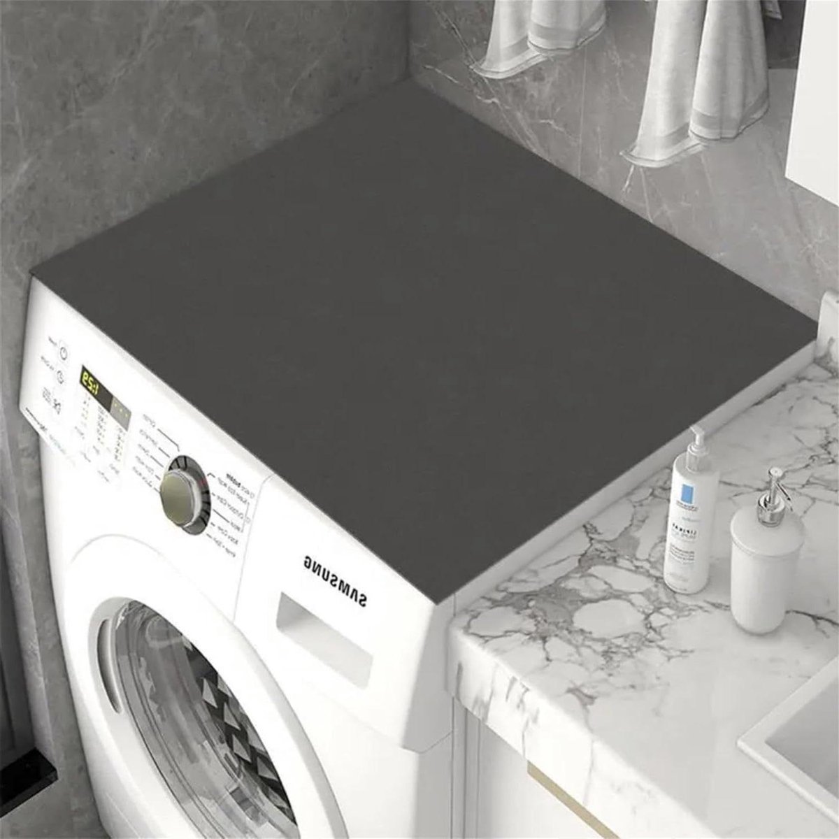 Wasmachine Topper - Droger Mat - Apparaat Beschermen - Sneldrogend Absorberend - 50x80cm - Zwart