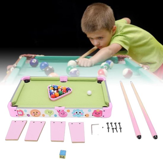 Kinderpooltafel - Mini biljart - Interactief spel - Draagbaar ontwerp - 51x32cm - Bruin — afbeelding 3