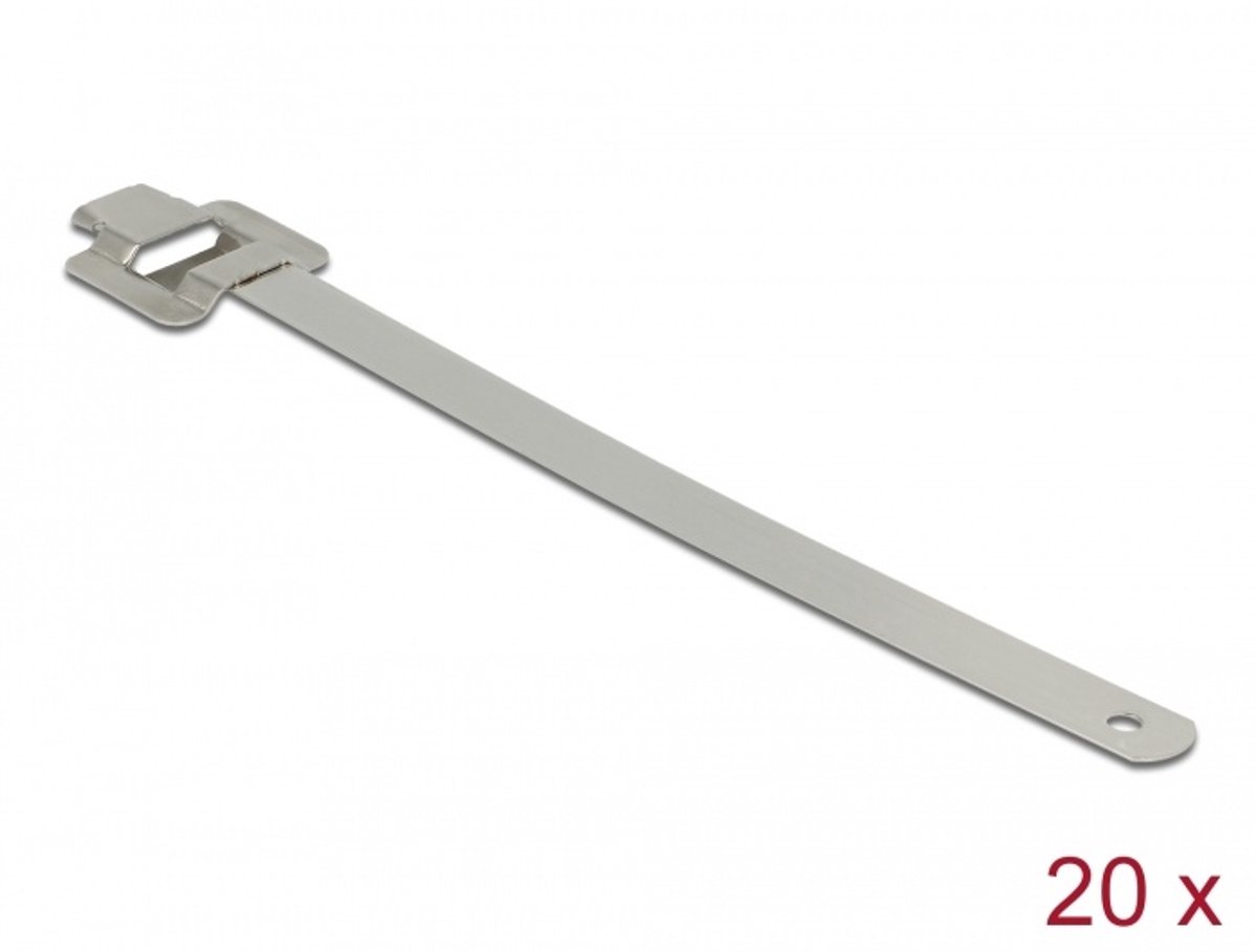 Delock Cable tie stainless steel reusable with folding clasp L 150 x W 10 mm 20 pieces