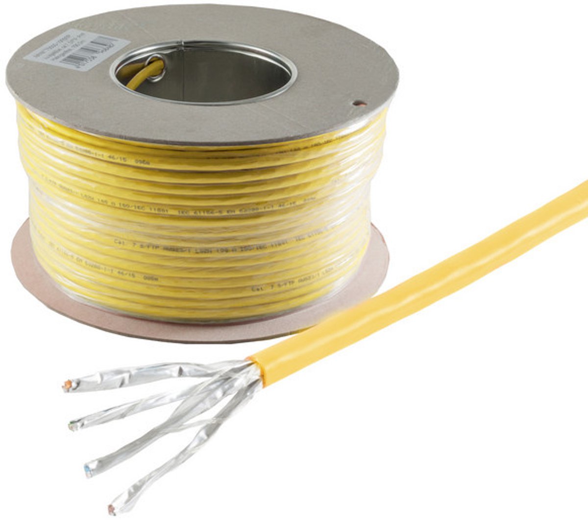 S/FTP CAT7A+ 10 Gigabit Netwerkkabel - CU - 22AWG - LSZH - Stug - 100 meter - Geel