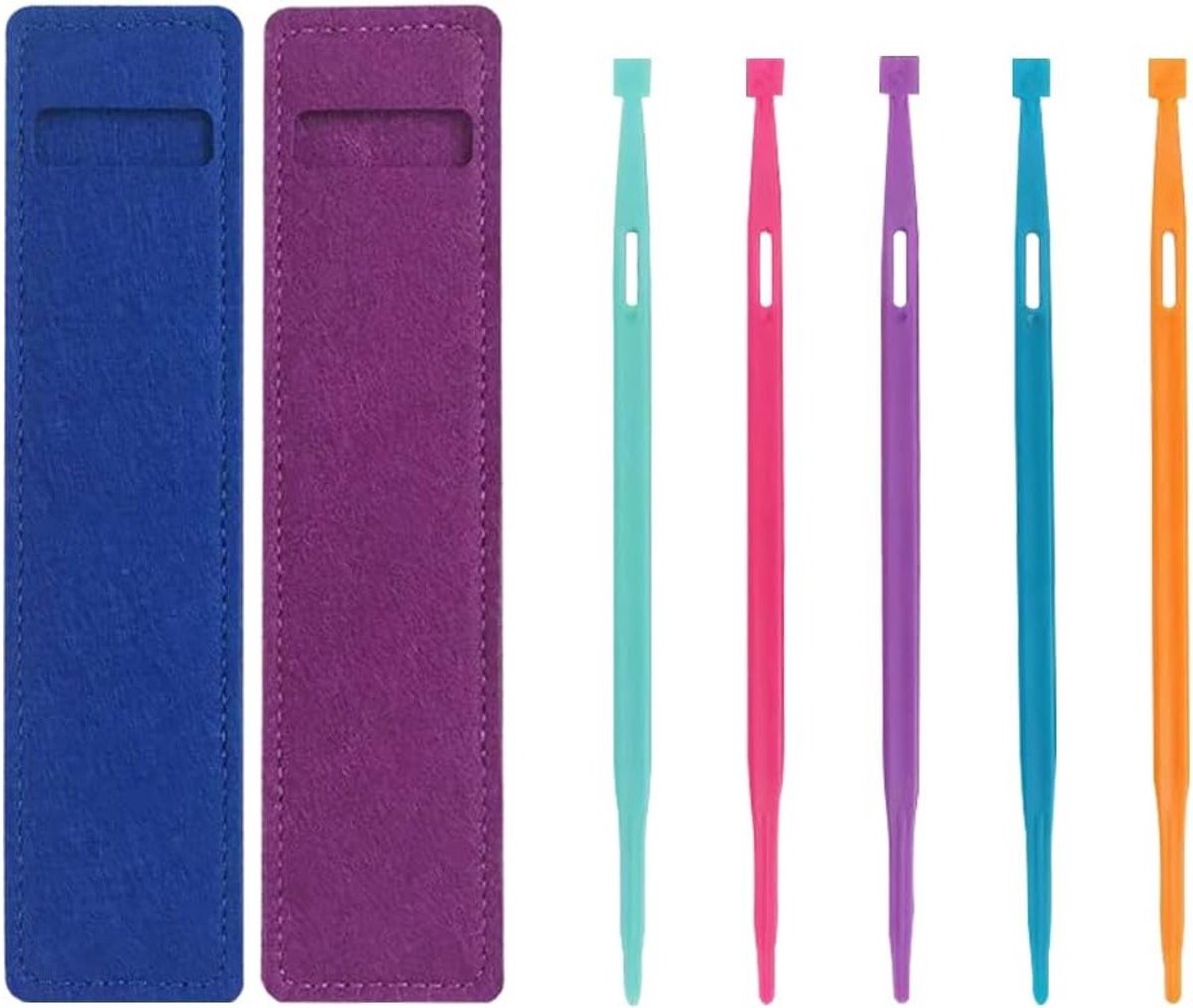 7-delige Multifunctionele Naai Gereedschappen Set met Plastic Draadgeleiders en Vilt Opbergzakken voor Creatieve Projecten en Naaiaccessoires in 6 Kleuren