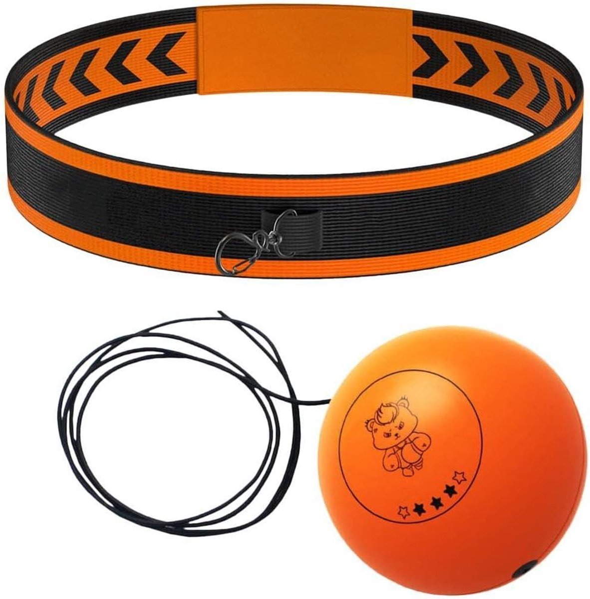 Boks Reflexbal - Trainingsbal Hoofdband - Verbeter Coördinatie - Verstelbare Hoofdband - 8 cm Bal - Oranje