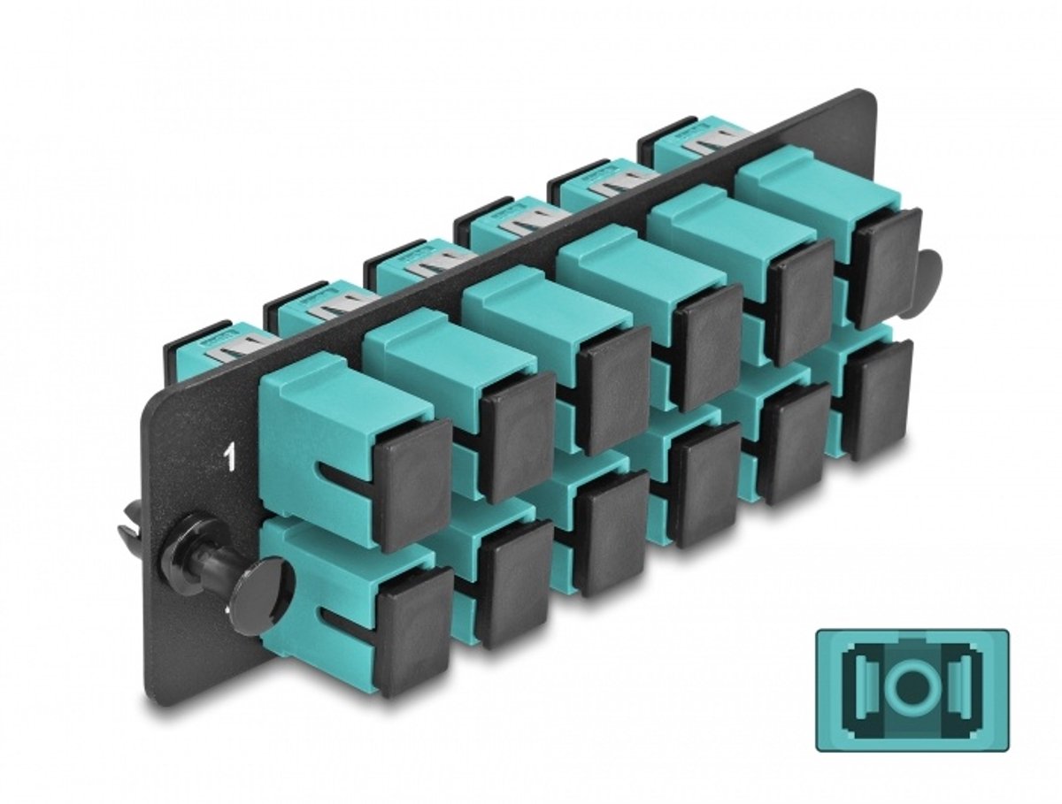 Glasvezeladapterpaneel Sc simplex OM4 12 Port Aqua