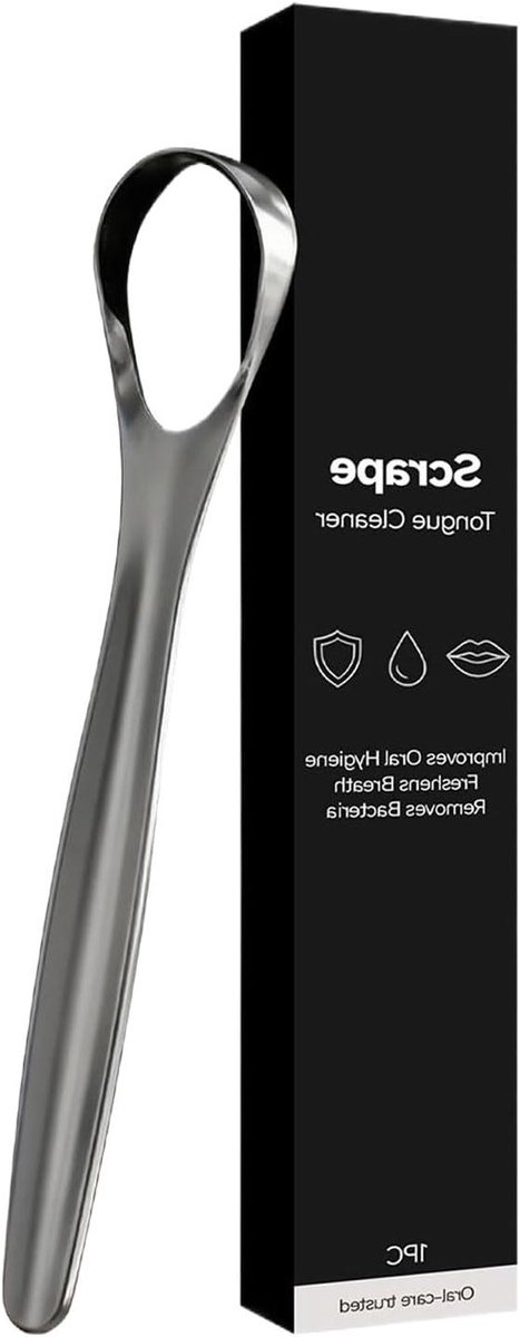 Tongreiniger Mond - Tongborstel Schraper - Frisse Adem - Antislip Handvat - 14 cm - Zilver