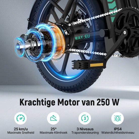 Colorway Elektrische Fiets BK29G - 20*4.0 Inch Fatbike - Mountain Snow EBike met Afneembare 36V 12Ah Lithium Batterij - City Commuter E-Bike met 250W Motor - IP54 Waterdicht van Colorway — afbeelding 2