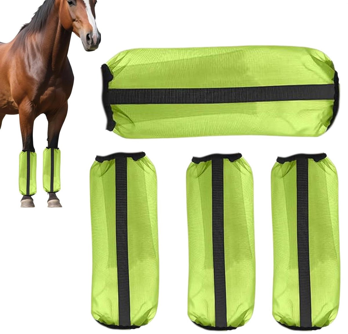 Paarden Beenbeschermers - Mesh Legkappen - Paardensport Training - Ademend Seizoensontwerp - 4 Delig - Zwart
