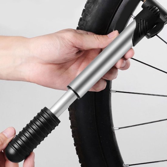 Mini Fiets Pomp - Draagbare Luchtpomp - Banden Oppompen - Lichtgewicht Aluminium - 20.5 cm - Zwart — afbeelding 2