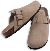 Unisex clogs – Koe suède – Comfort slippers – Houten clogs – abrikoos - 44-Geschikt voor een voetlengte van 27,9 cm