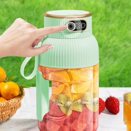 Draagbare sapcentrifuge met digitaal display, USB-oplaadbare blender voor smoothies en milkshakes, mini-mixer voor op reis van Merkloos — afbeelding 4