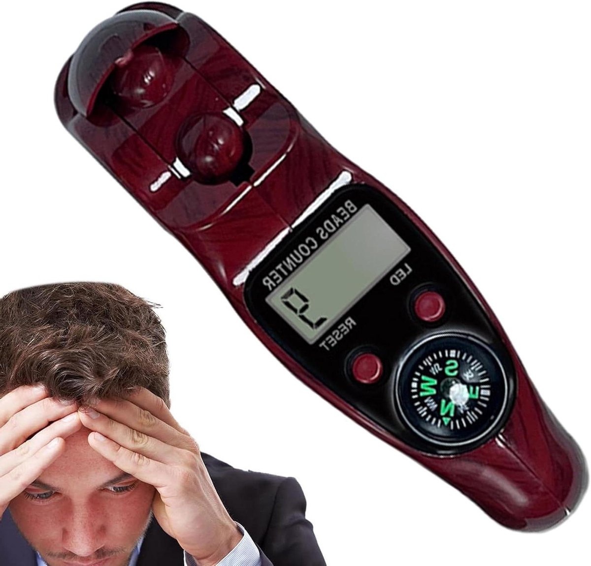 Digitale teller - Vingerteller gebed - Meditatie ontspanning - Telt tot 99999 - Compact lichtgewicht - Willekeurig