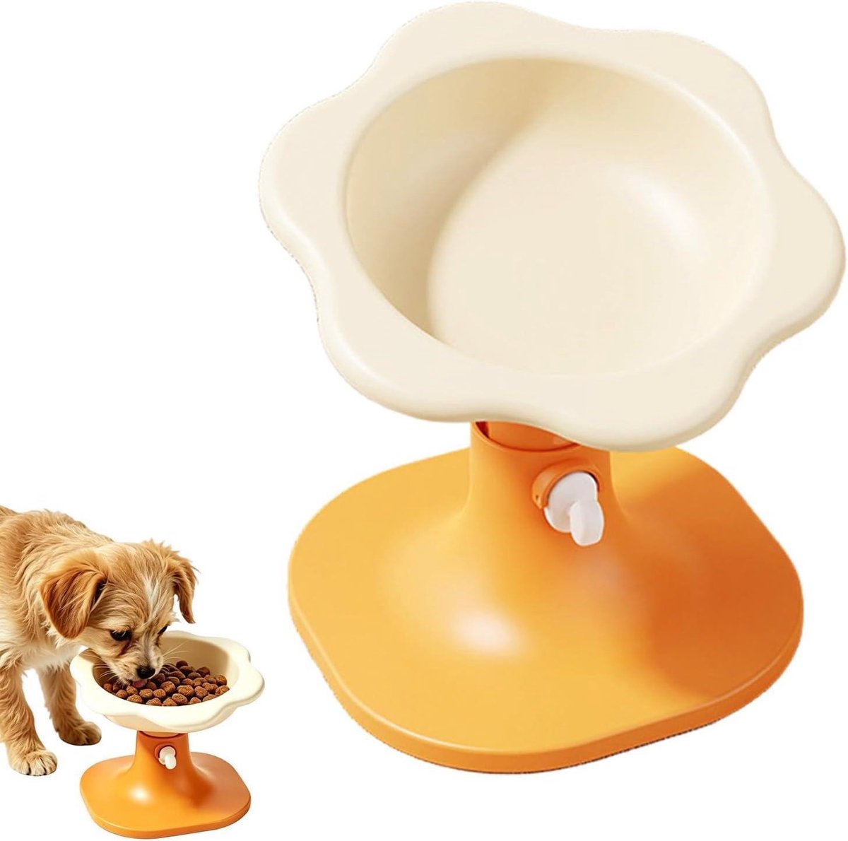 Verhoogde Hondenbak - Voerbak Standaard - Comfortabel Eten - Ergonomisch Neksteun - 17 cm Hoogte - Oranje