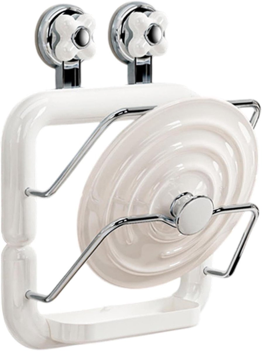 Potdeksel Organizer - Keukenrek - Keuken Opruimen - Zonder Boren - 25 cm Breed - Wit