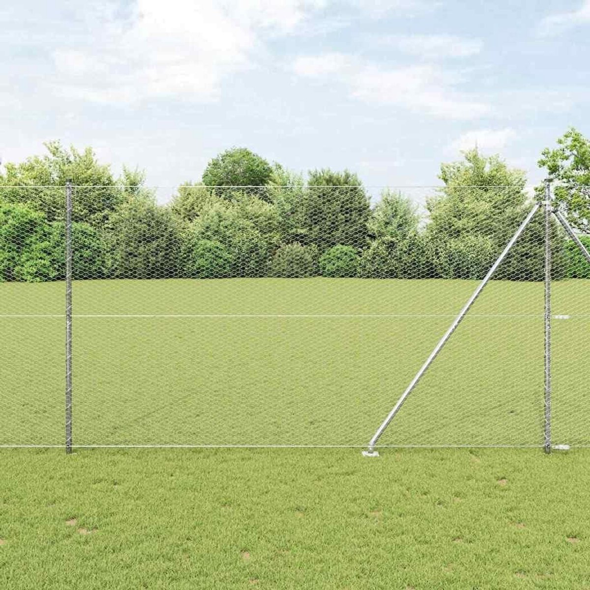 Hekpalen Set - Tuinpalen Staal - Omheining Terras - Weerbestendig Corrosievrij - 25 x 15 m - Zilver