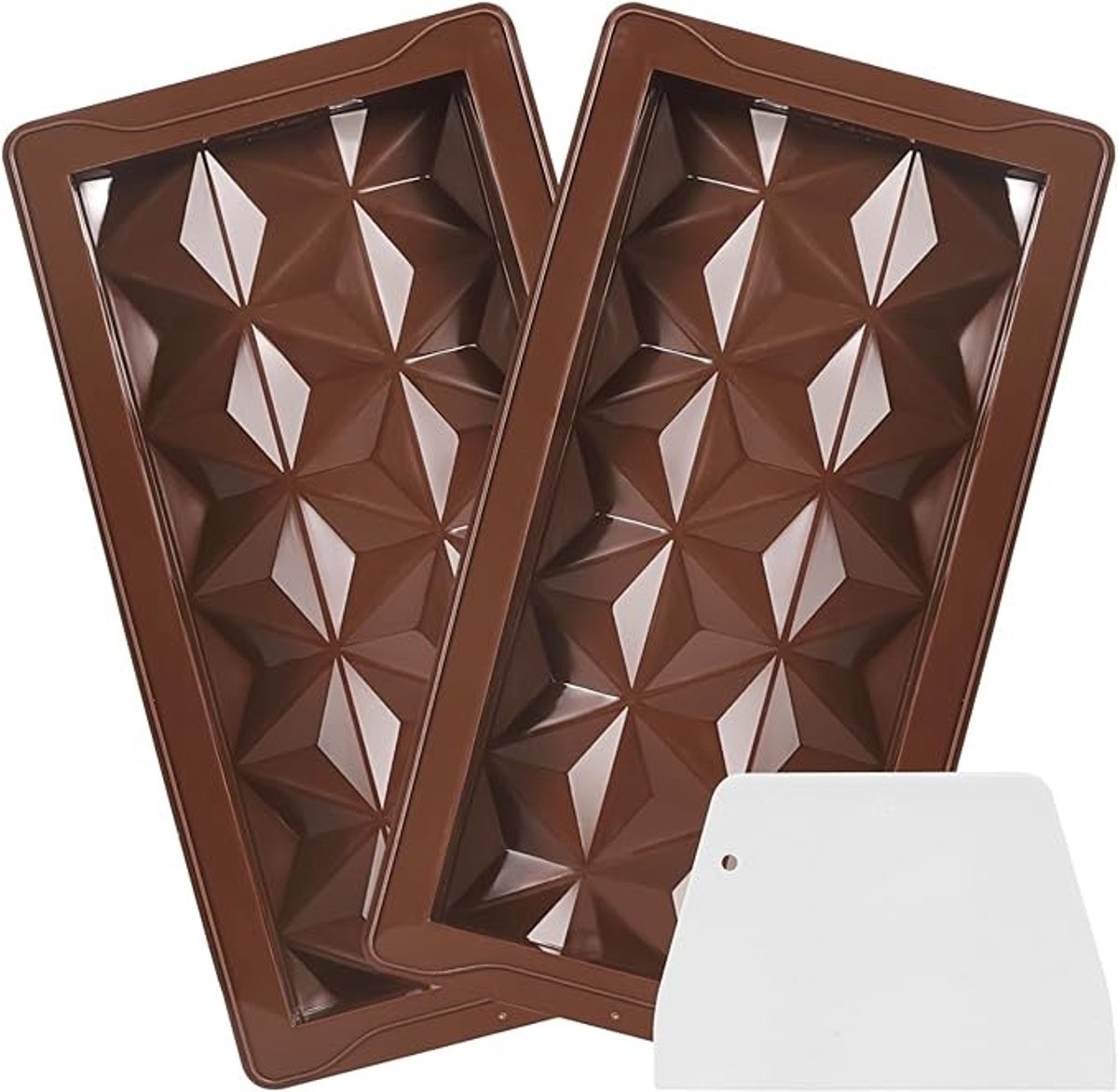 Siliconen Chocoladereepvormen - 2 Stuks Diepe Vormen met Schraper