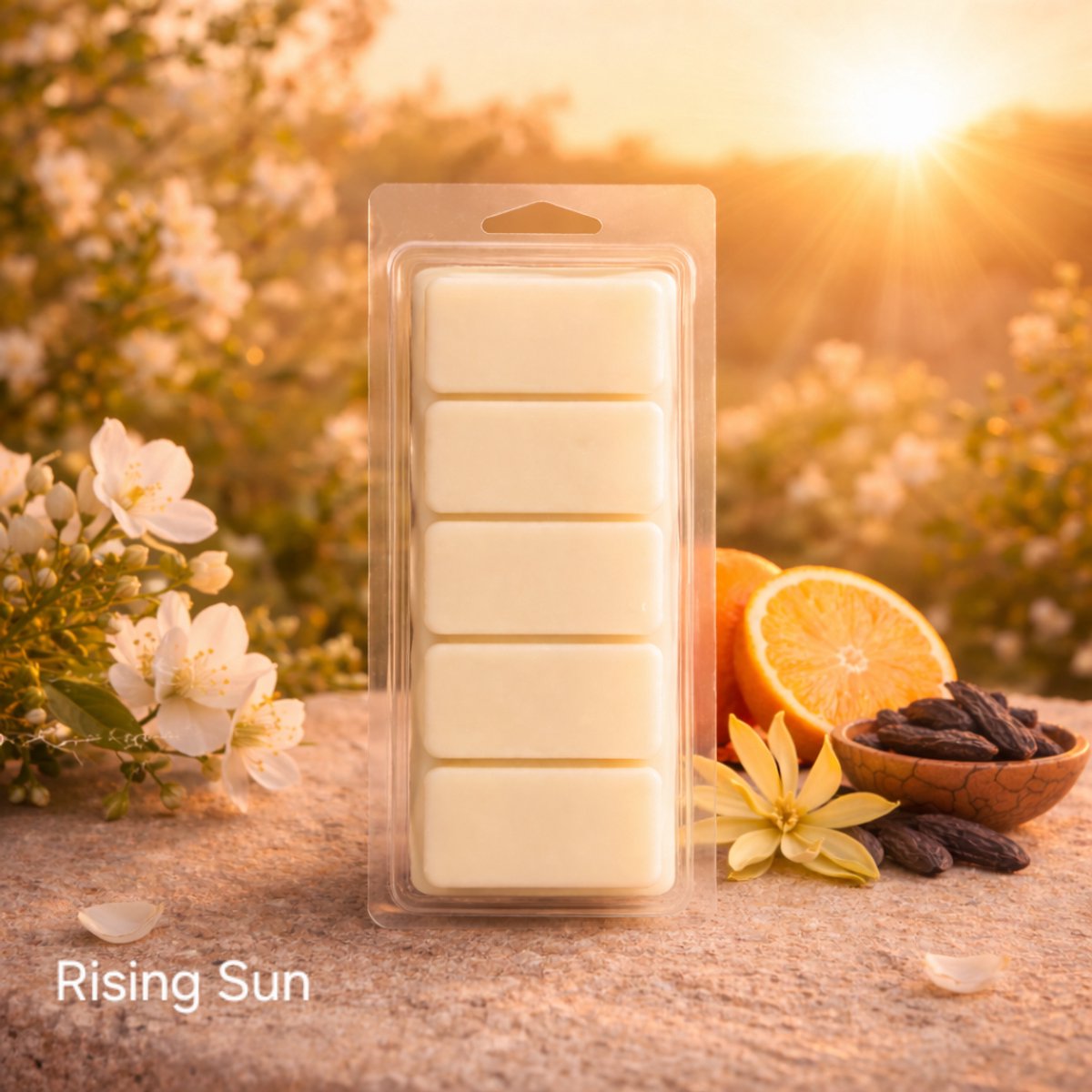 Waxmelts Rising Sun - Snapbar - 55 gram - Sojawas - Handmade - Dierproefvrij - Vegan - Huisparfum - Voor in geurbrander - Waxbrander - Geur in huis - Wax melt - Geurkaars - Parfum