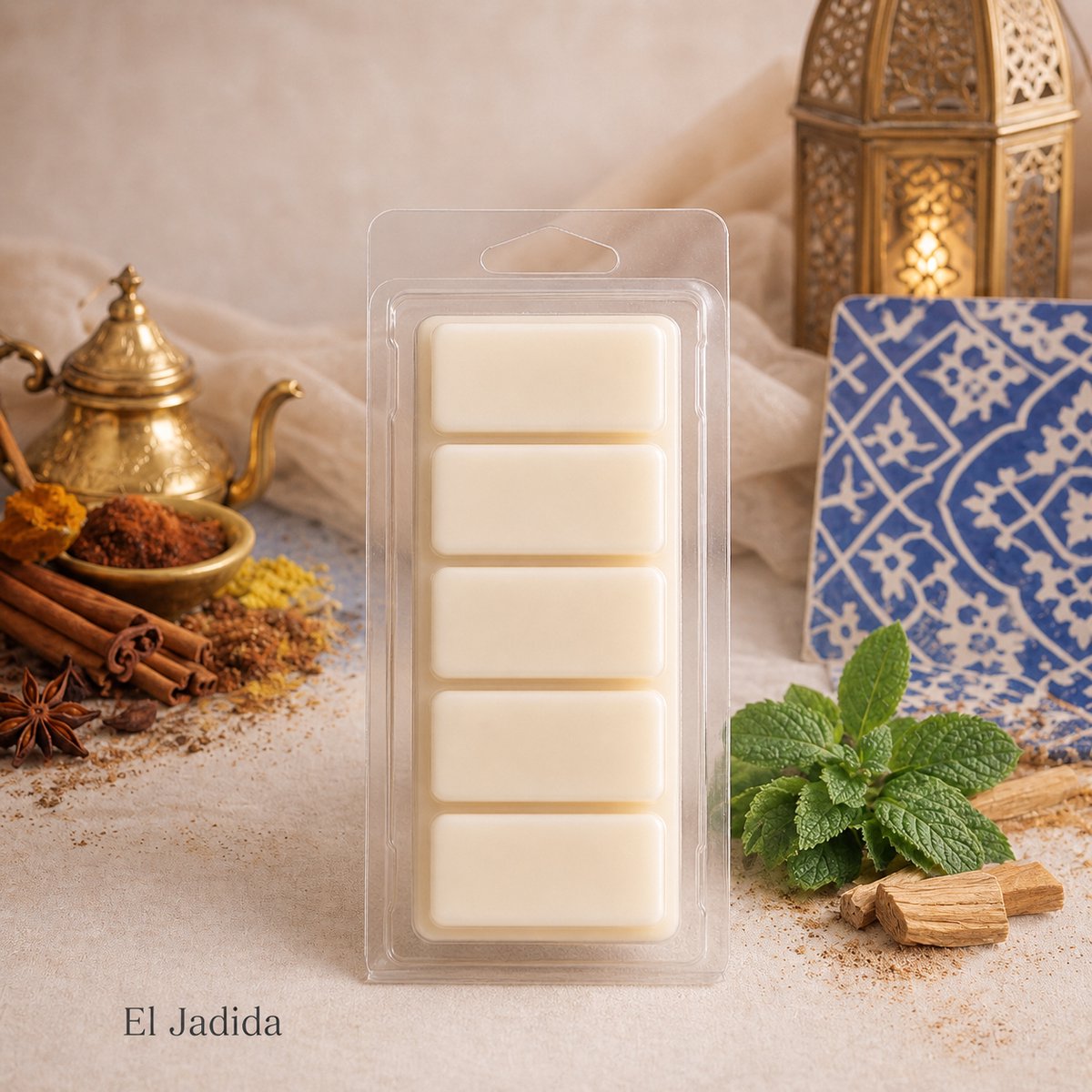 Waxmelts El Jadida - Snapbar - 55 gram - Sojawas - Handmade - Dierproefvrij - Vegan - Huisparfum - Voor in geurbrander - Waxbrander - Geur in huis - Wax melt - Geurkaars - Parfum