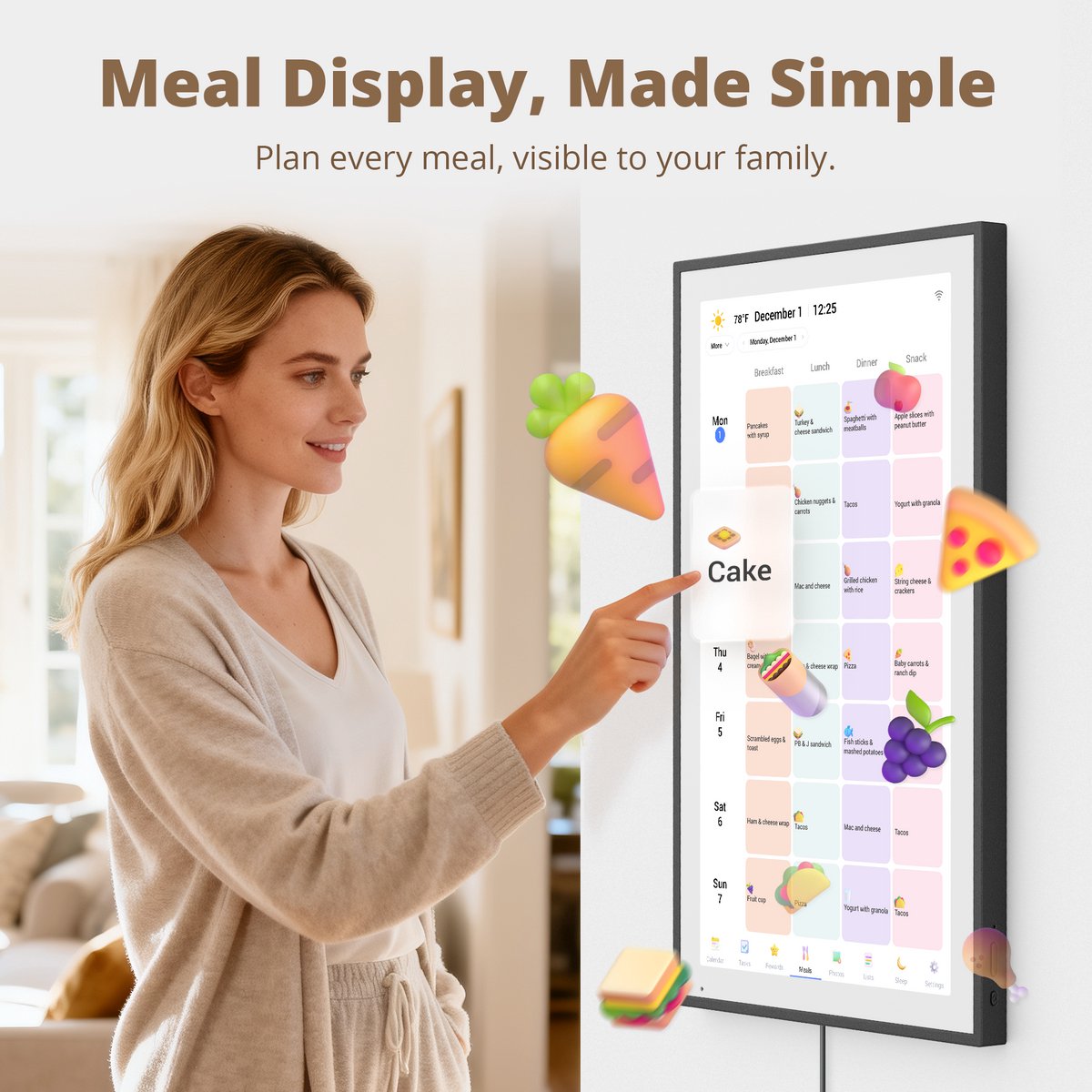 Dragon Touch 21,5" Digitale Fotolijst Met Takenlijst – 1080P Full HD Interactief Touchscreen, Slimme Gezinsplanner, Haarddisplay Digitale Kalender, Wand- en Bureaumontage Voor Naadloze Planning - Zwart thumbnail 3