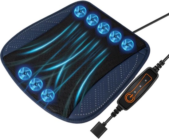 Koelkussen Autostoel - Ventilatiehoes Auto - Comfortabel Rijden - 8 Ingebouwde Ventilatoren - 44 x 44 cm - Zwart