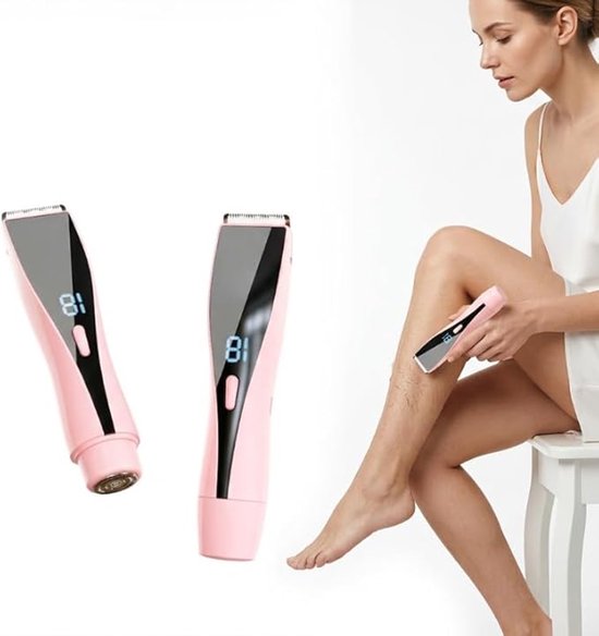 Elektrisch scheerapparaat Geschikt voor vrouwen met led-display, keramische mesjes, dubbele opzetstukken ( Geschikt voor zowel lang als kort haar), waterdichte epilator Geschikt voor het hele lichaam en draadloos oplaadbare bikinitrimmer.