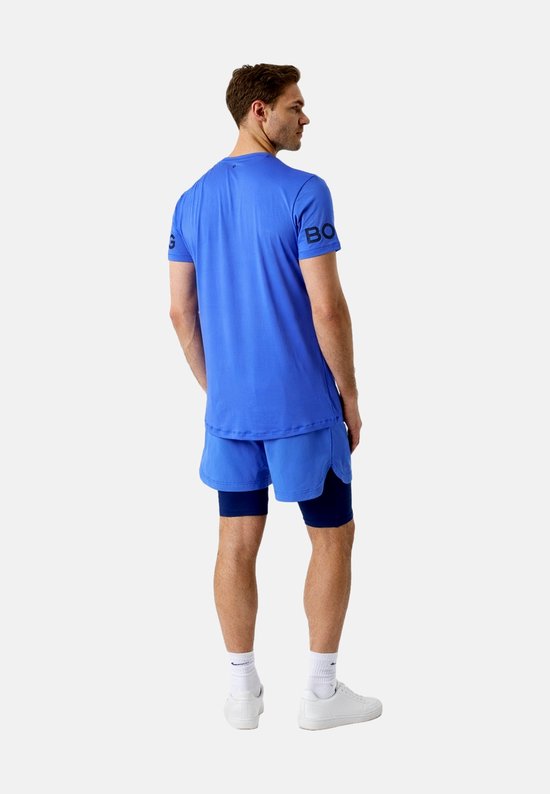 Björn Borg Sportshirt Heren Korte Mouw - Amparo Blauw - Gerecycled Polyester - Maat L