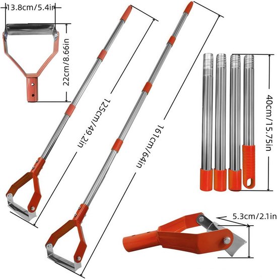 Tuinschoffel Lange Steel - Wieder Stijgbeugel - Onkruid Wieden - Verstelbare Hoogte - 161 Cm - Zilver van Tuinschoffel. — afbeelding 3
