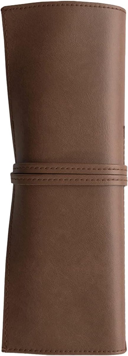 Roletui Leer - Pennenetui - Schrijven Organiseren - Handgemaakt - 23.5 cm - Bruin
