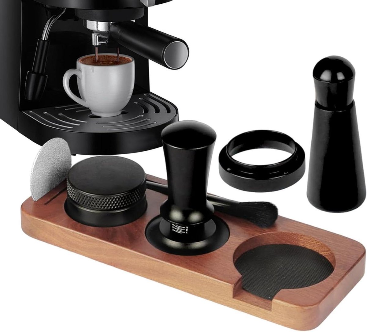 Espresso Tamper Set - Koffiegereedschap - Perfecte Espresso - 58mm Precisie - 7 Delig - Zilver