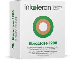 Intoleran Fibractase Forte (1200) Spijsverteringsenzymen - 36 capsules | Hoog gedoseerd Voedingssupplement met Enzym Alpha-Galactosidase | Hulp bij vertering Fructanen & Galactanen; ui, prei en tarwe