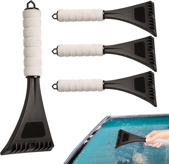 Auto IJskrabber - Sneeuwschuiver Vorstverwijderaar - Ruiten Reinigen - Ergonomische Spons - 27 cm - Zwart
