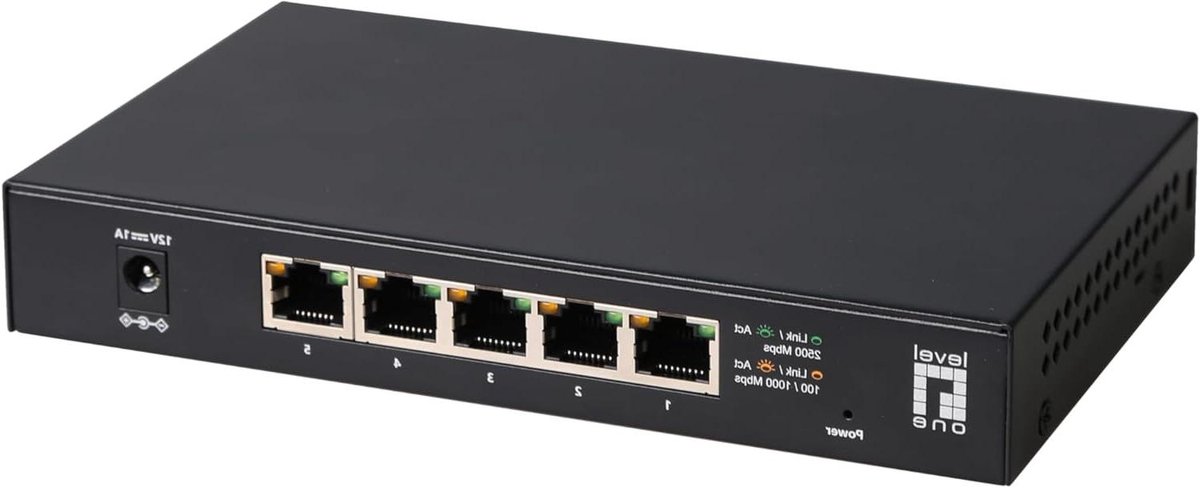 Ethernet Switch - Netwerk Hub - Sneller Data Verkeer - 2.5 Gigabit Snelheid - 5 Poorten - Zwart