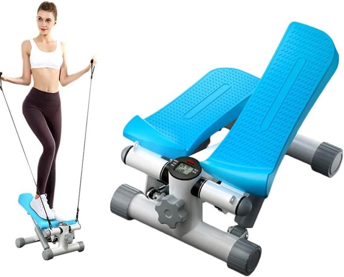 Fitness Stepper Machine - Home Trainer - Full Body Workout - Verstelbare Arm Cords - LCD Display - Zwart