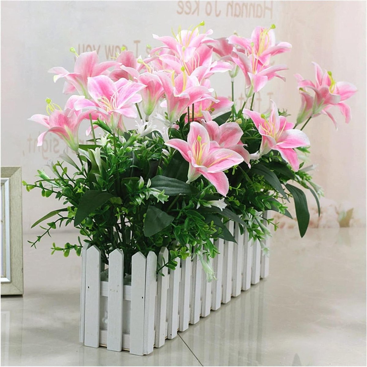 Nep Plant - Kunstplant Potplant - Woonkamer Decoratie - Met Houten Hekje - 88 cm - Groen