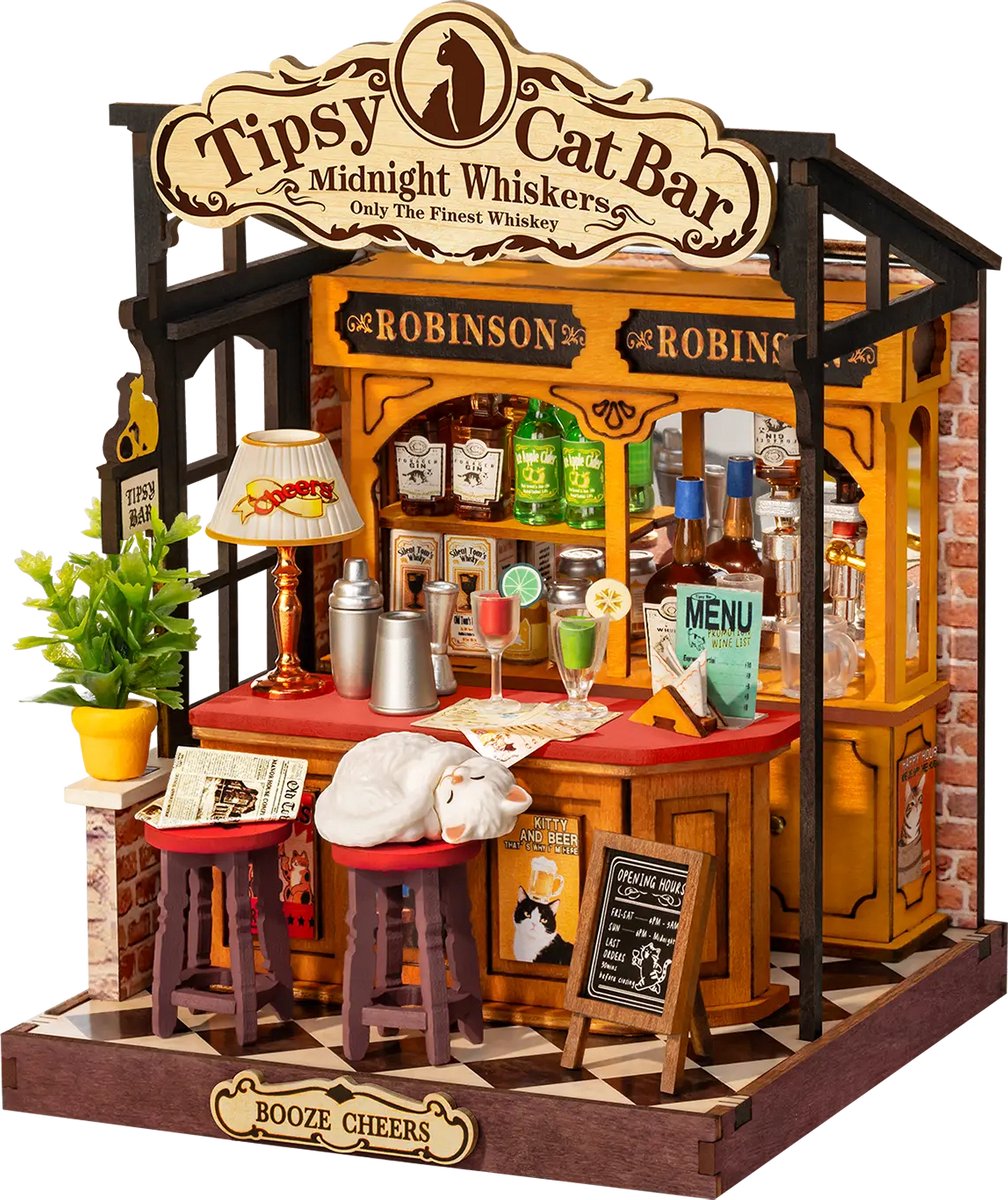 Robotime Tipsy Cat Bar - Rolife - Rolife DIY Miniature House Series - DS054 - Miniatuur - Knutselen - Bouwpakket
