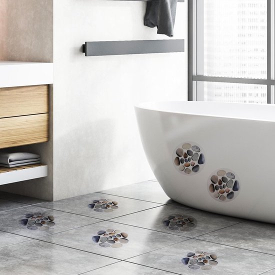 Antislip Badstickers - Douche Stickers - Veiligheid in Bad - Decoratieve Steenlook - 12 Vellen - Kleurrijk — afbeelding 3