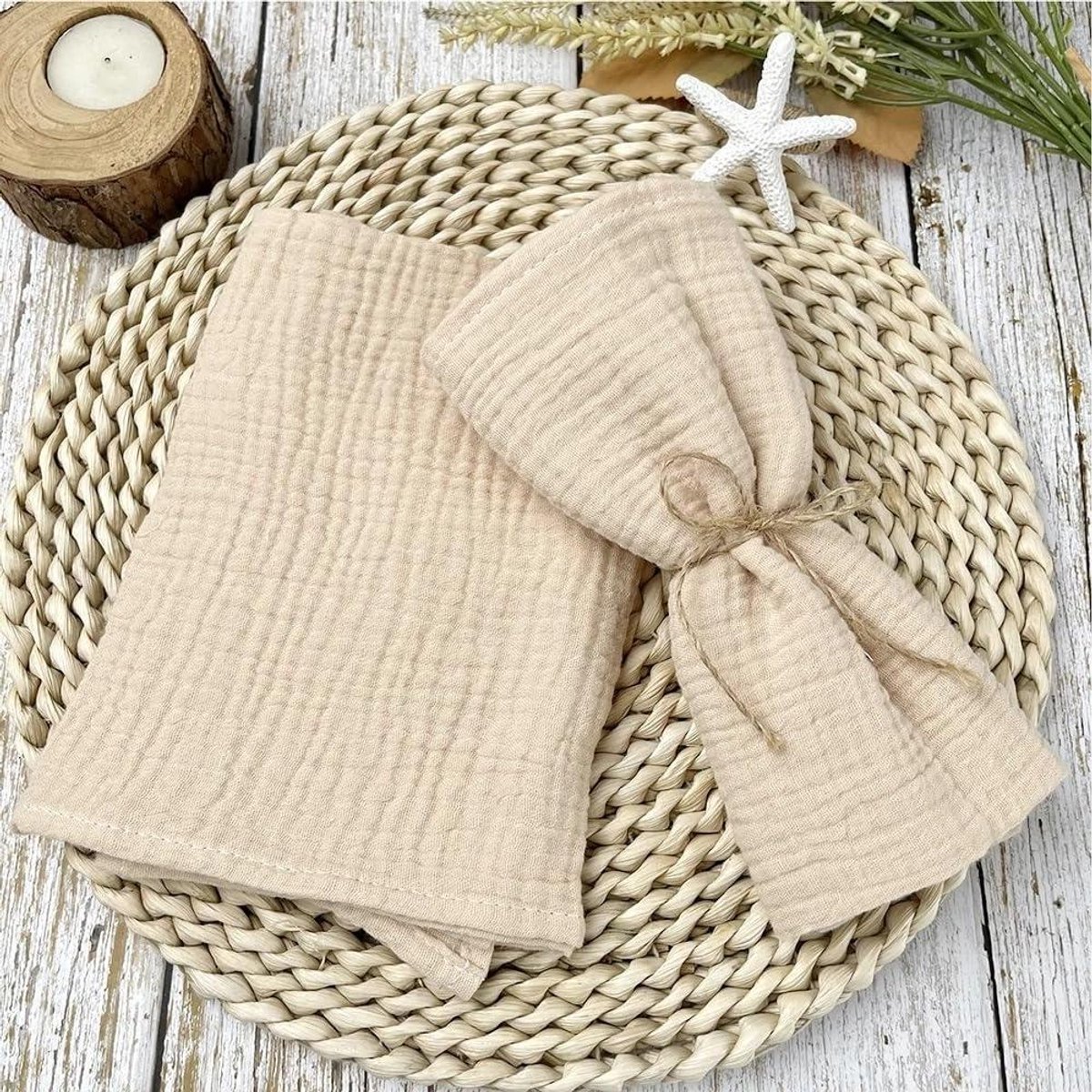 Katoenen servetten - Stoffen doeken - Feestelijk dineren - Duurzaam en wasbaar - 50 stuks 40x40cm - Beige