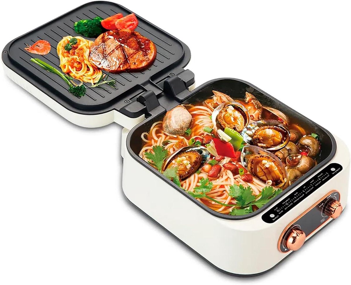 Elektrische Grill Panini - Contactgrill Bakplaat - Lekker Eten Bereiden - 180 Graden Openklapbaar - 1600 W - Zilver