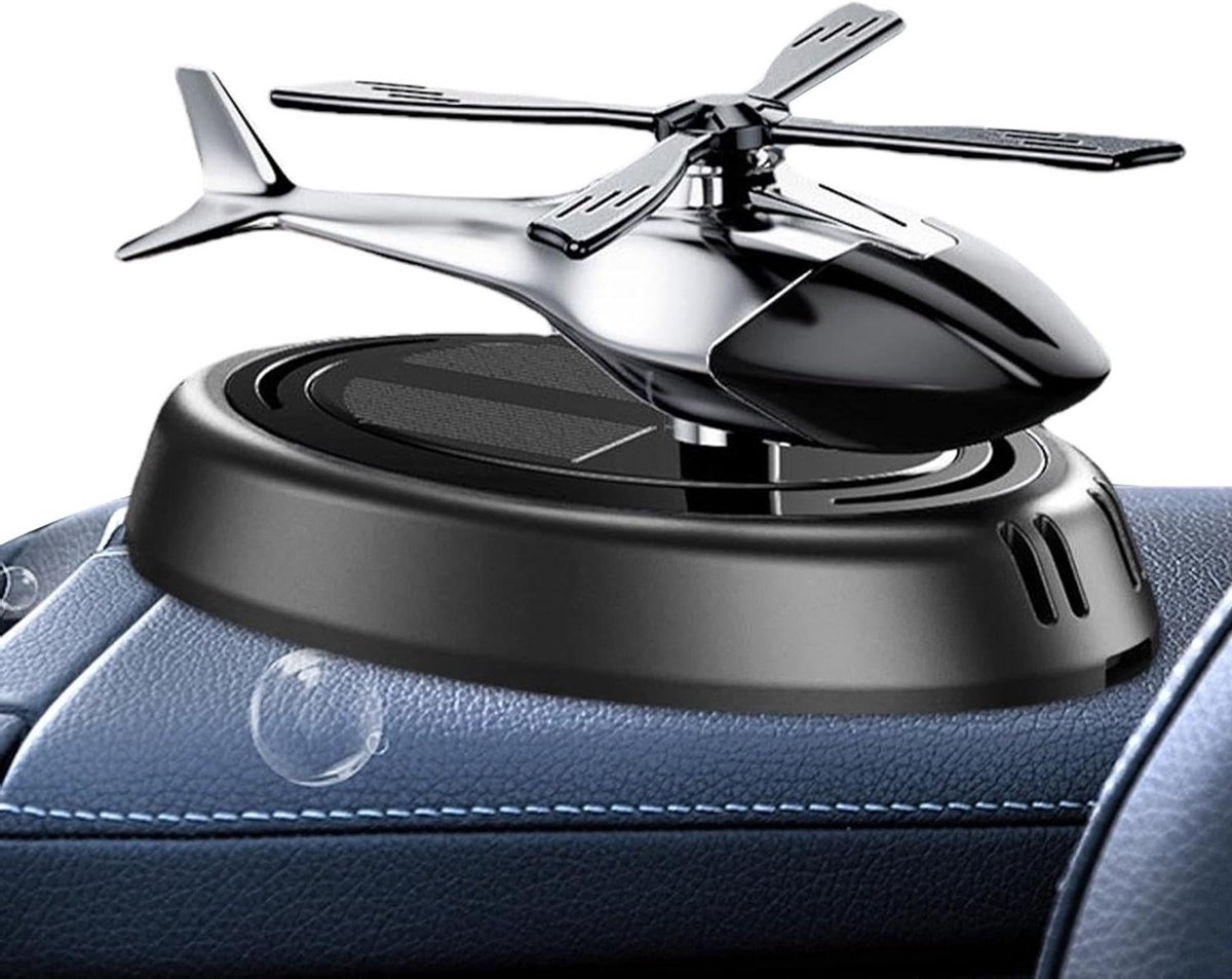 Helikopter luchtverfrisser - Auto aromaverspreider - Auto opfrissen - Aangedreven door zonne-energie - 11 x 6 cm - Grijs