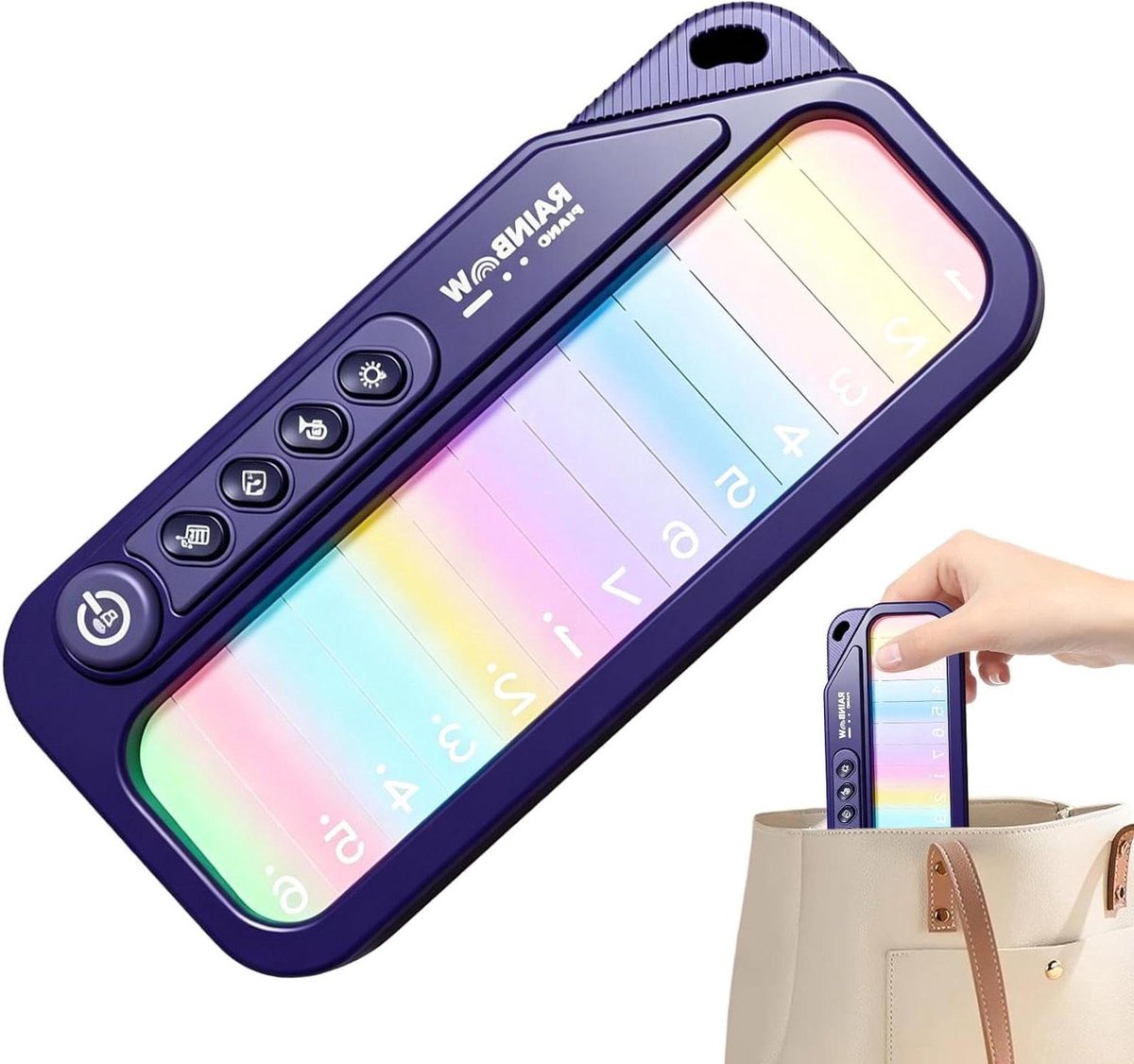 Kinderpiano Speelgoed - Muziek Keyboard - Muziek Leren - Lichtgevend Toetsenbord - 17.7 x 8.8 x 4 cm - Paars