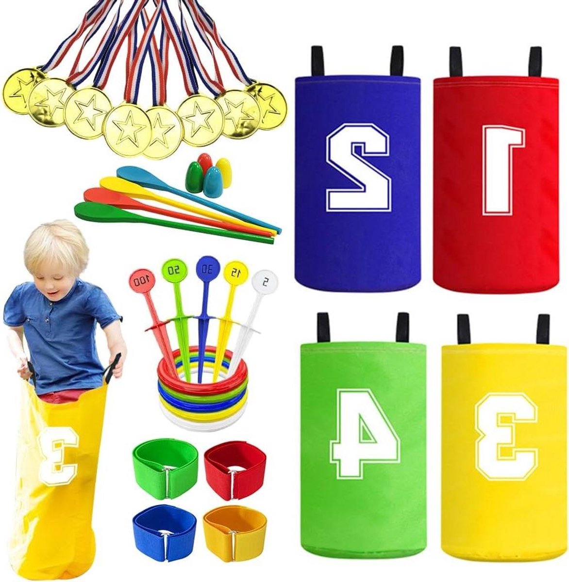 Buitenspellen Kinderen - Tuinspelletjes Feest - Actief Buiten Spelen - Complete Set - 1 Stuks - Kleurrijk