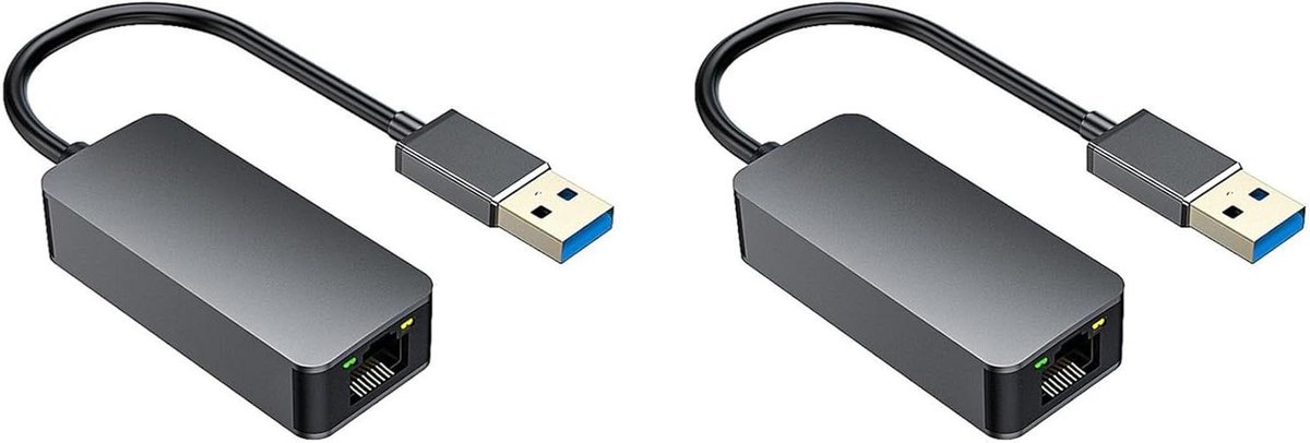 USB C Ethernet Adapter - Netwerkkaart RJ45 - Snelle Internetverbinding - 2.5Gbps Snelheid - 2 Stuks - Zwart