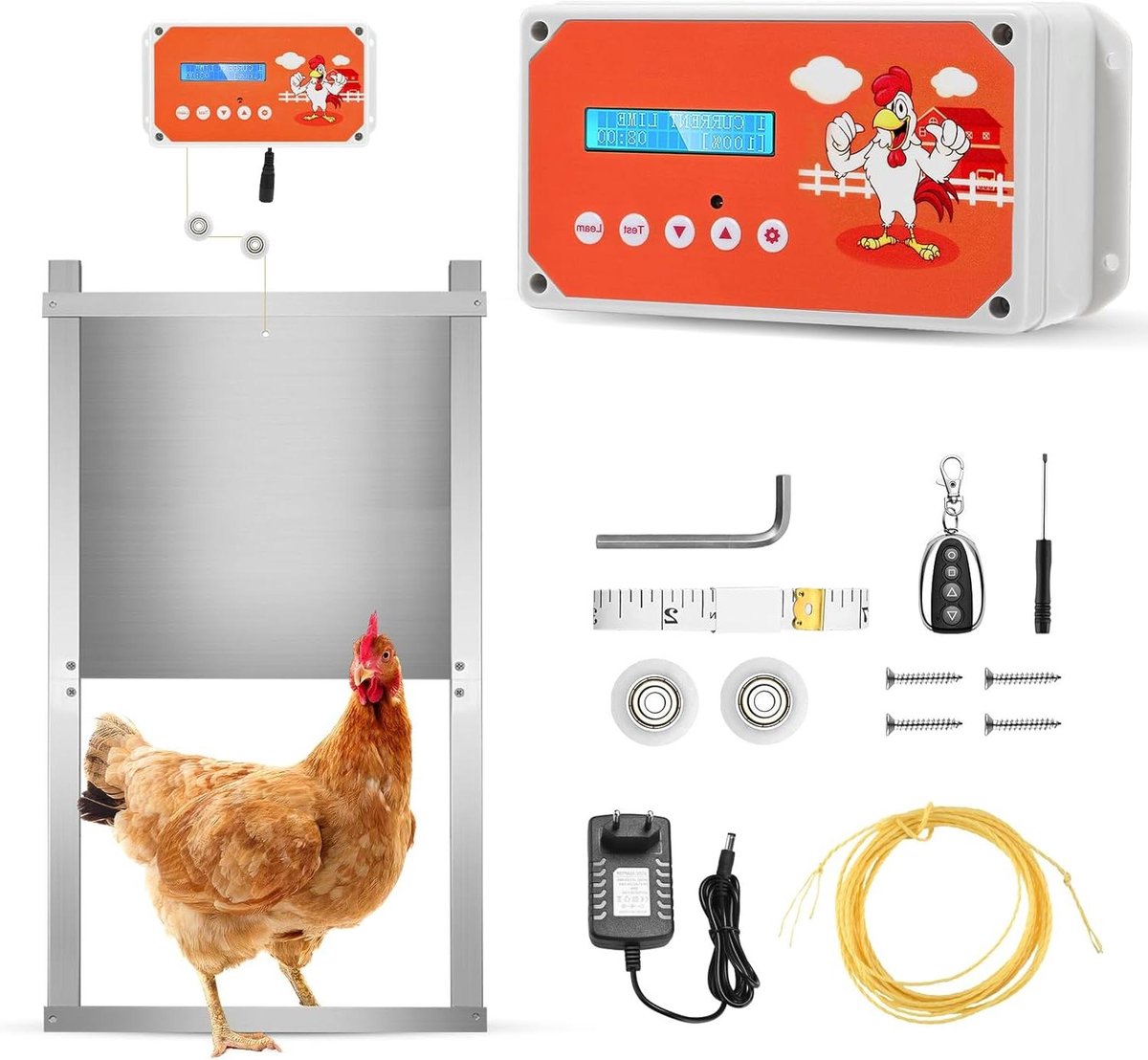 Automatische Kippendeur - Deuroper - Dierenverblijf Beveiligen - Energiebesparend LCD Scherm - 3 kg Trekkracht - Rood