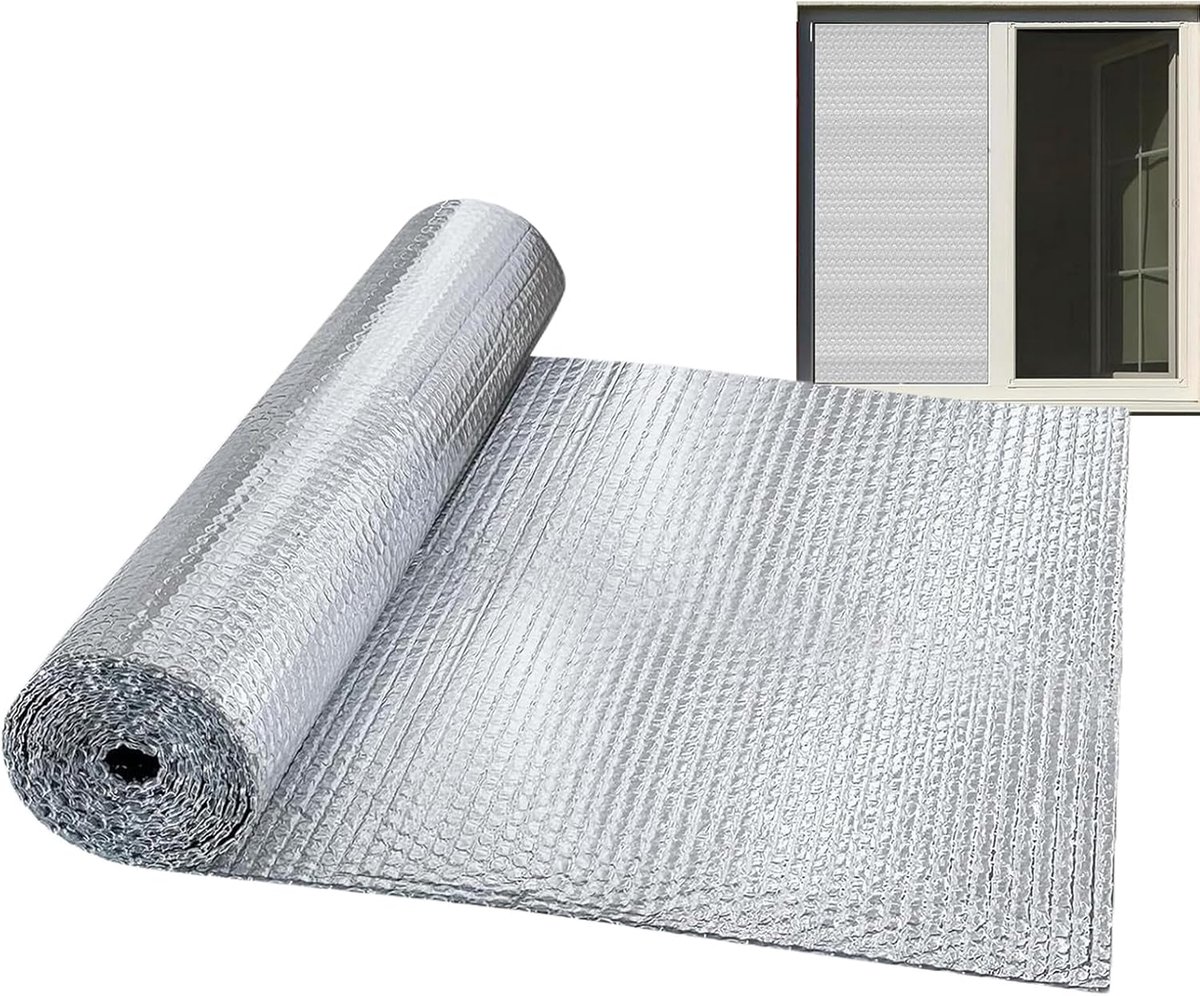 Isolatiefolie Rol - Thermische Folie - Energie Besparen - Dubbelzijdig Reflecterend - 60x600 cm - Zilver