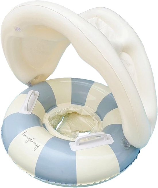 Baby Zwemband - Opblaasbare Ring - Waterpret Babys - Met Zonnescherm - 0-4 Jaar - Gestreepte