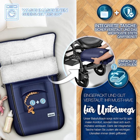 Wintervoetenzak - Baby deken - Warmte voor baby - Waterafstotend materiaal - Universeel inzetbaar - Blauw — afbeelding 4