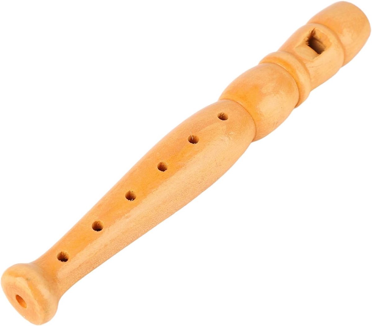 Houten Fluit - Klarinet Speelgoed - Muziek Leren - 6 Gaten Verticaal - 21x3x3 cm - Honing Bruin
