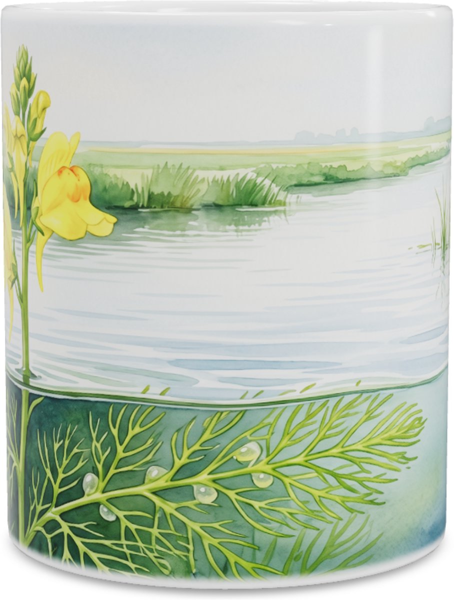 Mok Aquarel Series Loos Blaasjeskruid Waterlandschap Illustratie