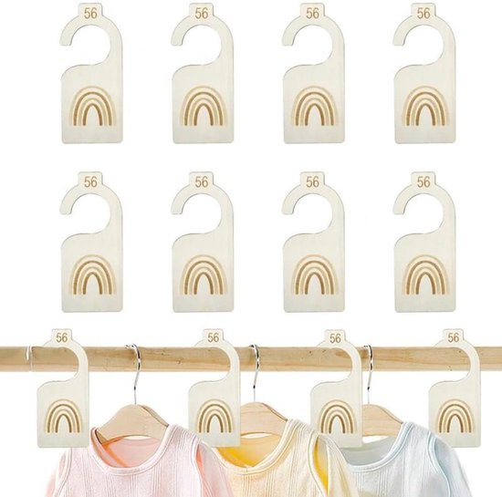 Kastverdeler - 18 Stuks - Kledinghangers - Hout - Maathangers Baby - Kastverdelers voor Babykleding - Maat hangers - Kastverdeler - Maatverdelers voor kleding - Voor Baby Kleding - Maatverdelers Maat 50 t/m 98 - 18*8*0.3cm - Houtkleur — afbeelding 4