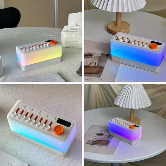 Geluidsmachine Natuurlijk - Slaaphulp Sfeerverlichting - Ontspanning Slaap - 8 Natuurgeluiden 11 Lichten - 180x73x80mm - Wit — afbeelding 3